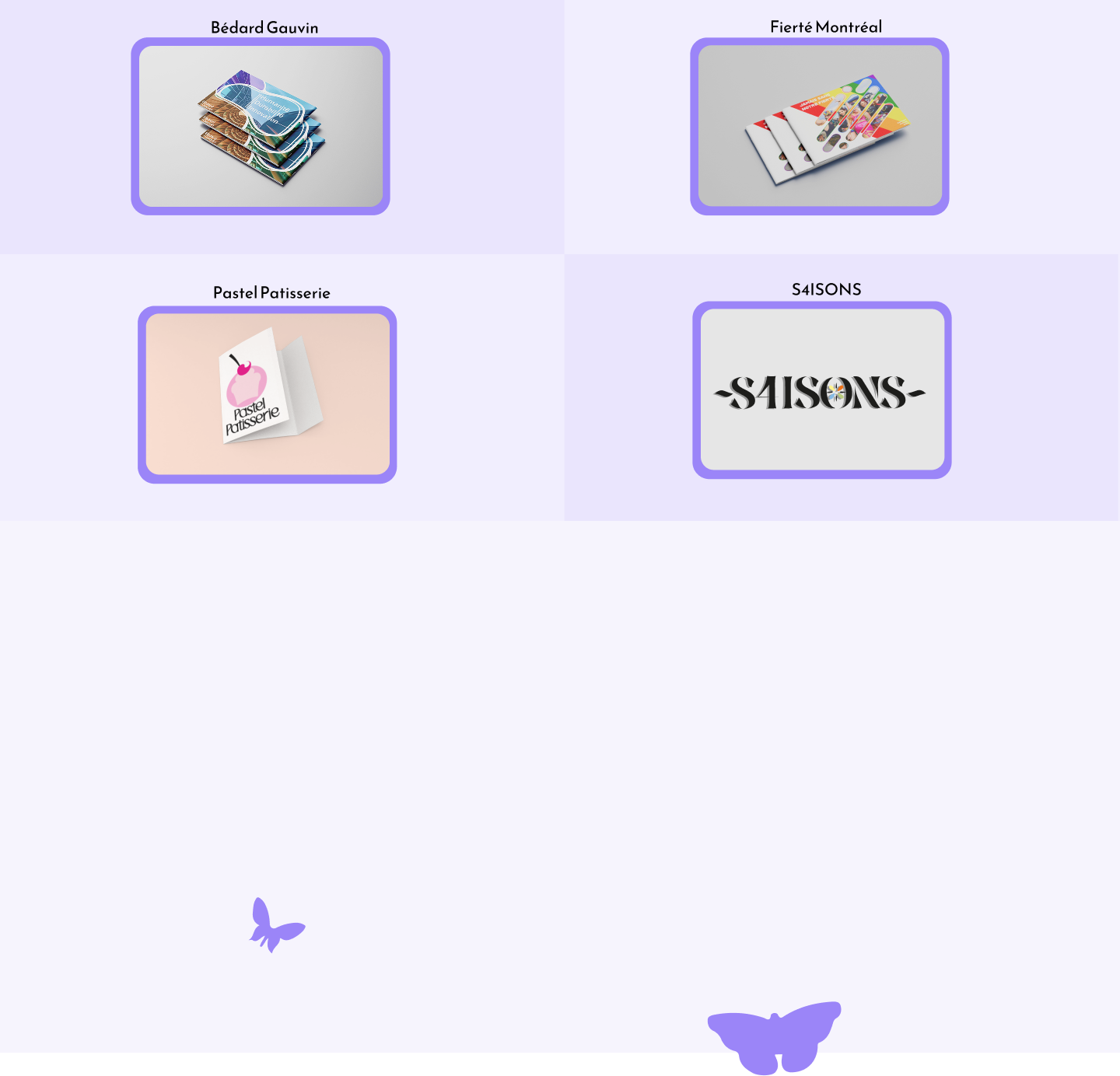 Les projets en exemple sur la page d'accueil